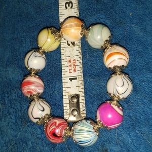 Large Ceramic Style Beads with silver accents.